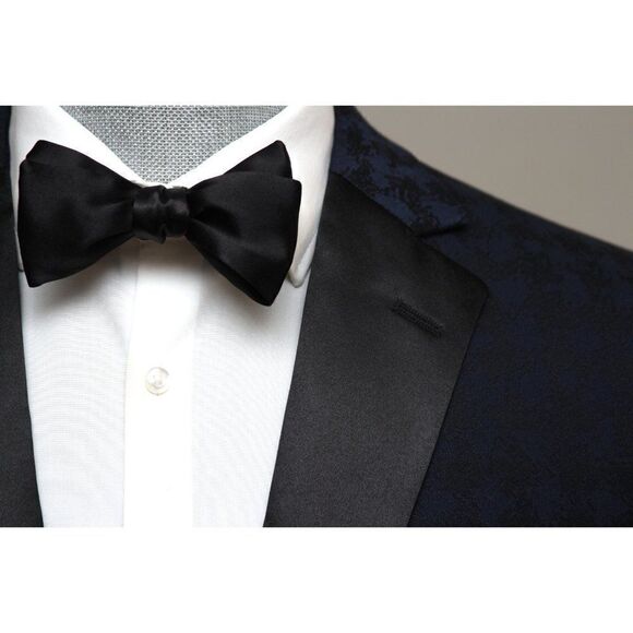 NWT Men's bow tie 100%Silk Charmeuse Black Self tied‎ Bow tie Straight - Picture 6 of 16